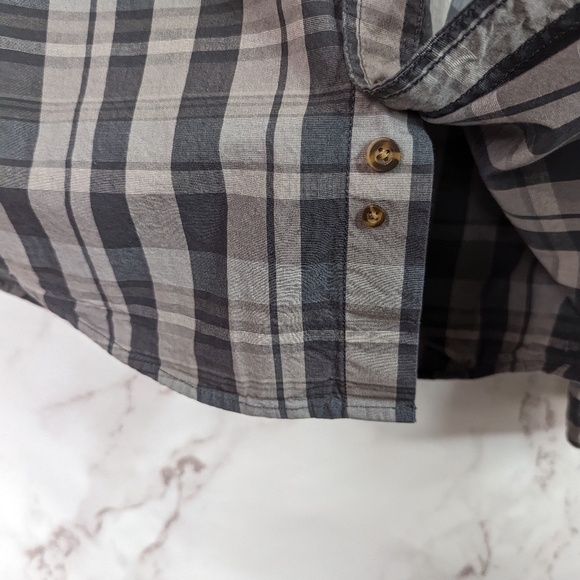 Carhartt Men Long Sleeve Medium Button Up Plaid Shirt Gray Collared Top - Picture 5 of 11